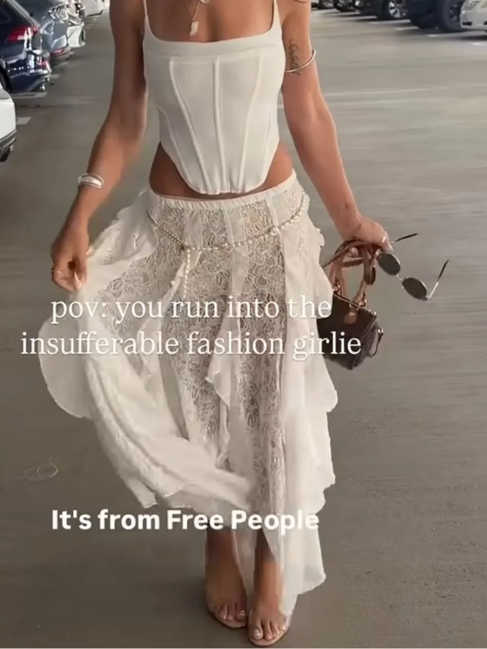 ISO Free People White Lace Layered Maxi Skirt